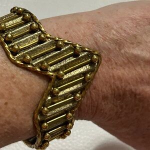 Gold multi toned cuff tribal Bracelet adjustable